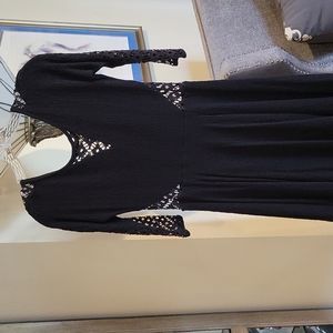 NWT Free People Black Knit Dress with 3/4 Sleeves Sz Sm